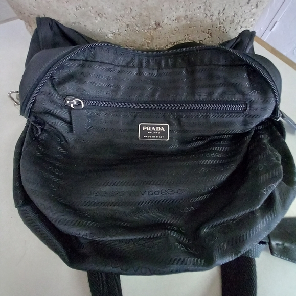 Prada Tessuto, Black Nylon Boston Satchel with Clochette and Combination Lock. - Picture 3 of 13